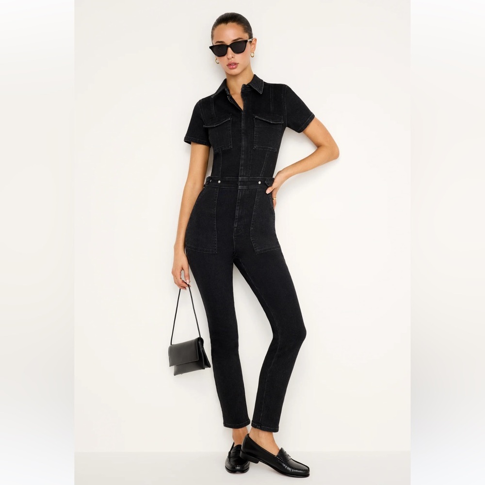 Good American Fit for Success Black Jean Jumpsuit